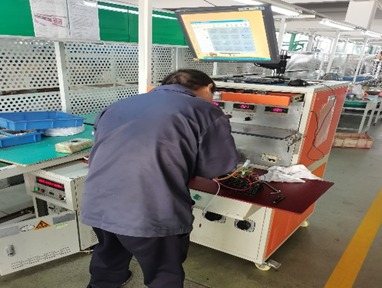 BLDC fan motor on a performance testing station