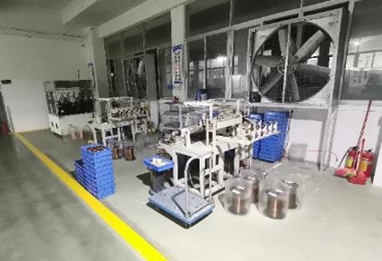 BLDC motor stator winding workshop with automated winding machines