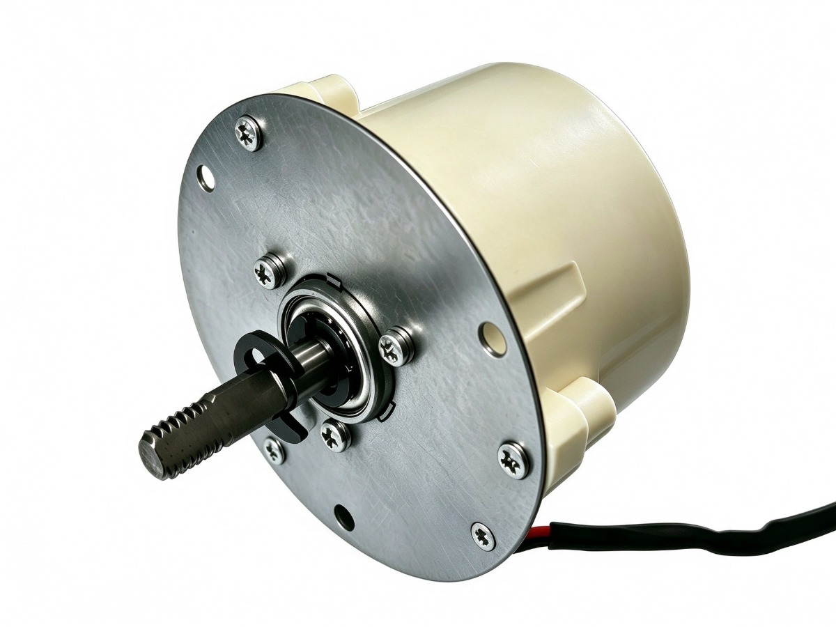 Front view of BLDC-RH4214 12 V brushless fan motor with mounting flange